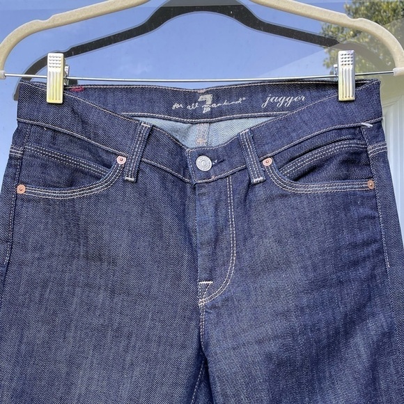 7 For All Mankind Jagger Boot Cut  Jeans size 27 dark blue wash - Picture 3 of 16